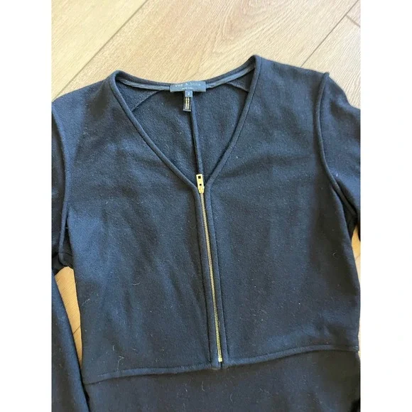 Rag Bone Black Wool Blend Zipper‎ Front Long Sleeve Dress Size 2 - Picture 9 of 11